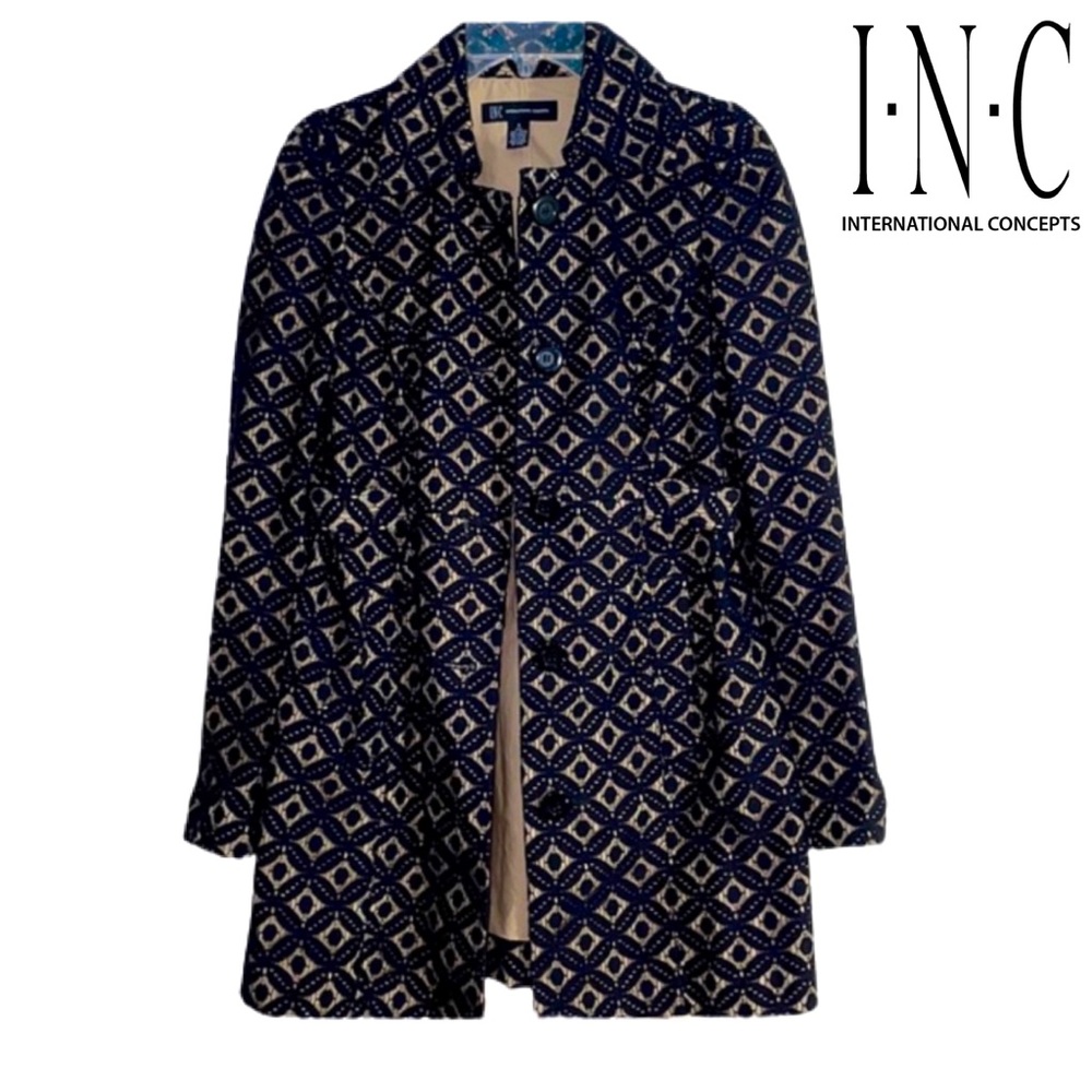 INC Lightweight Black And Nude Lace Trench Coat size small